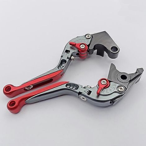 Convient aux motos Yamaha YZF R1 R6, anciens modèles, levier de frein, d'embrayage et de klaxon modifié en alliage d'aluminium (gris, gris, rouge). (1/5)