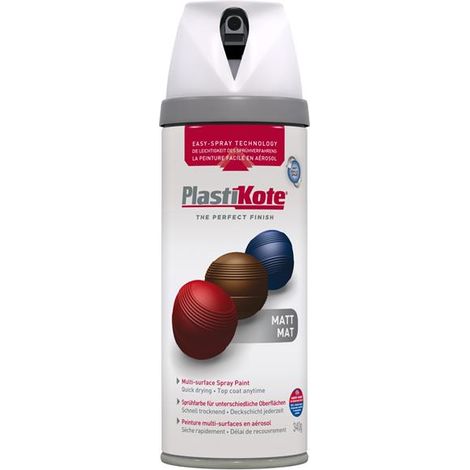Plastikote Twist & Spray Premium Matt Paint White 400ml Spray Can