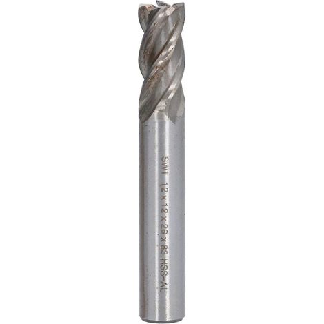 4-schneidiger Schaftfräser aus HSS (Hochleistungsschnellstahl), 12 x 12 x 26 x 83 mm