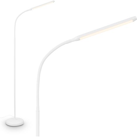 Lampadaire LED avec bande lumineuse, variateur tactile continu, fonction mémoire, câble USB-C 1,5 m, interrupteur séparé, lumière blanche chaude, Ø21x170 cm, Blanc (1/5)