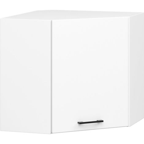 Akord – Armoire murale d'angle haute 58 cm – 1 porte battante – 2 étagères – Panneau stratifié blanc – Dimensions 60x30 cm (1/5)