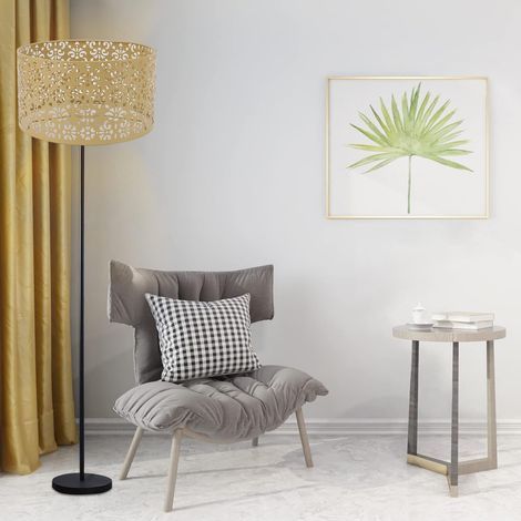 Abat-Jour Décoratif Métal Jacquard Rond E27/E14 avec Motif Florale pour Lampe de Bureau ou Plafonnier (1/5)