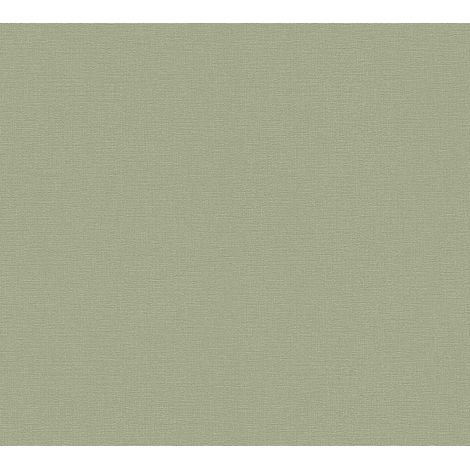 Papier peint uni vert greenery, expansé sur support intissé 160g/m², lessivable, décollable à sec et bonne résistance à la lumière pour décoration murale (1/5)