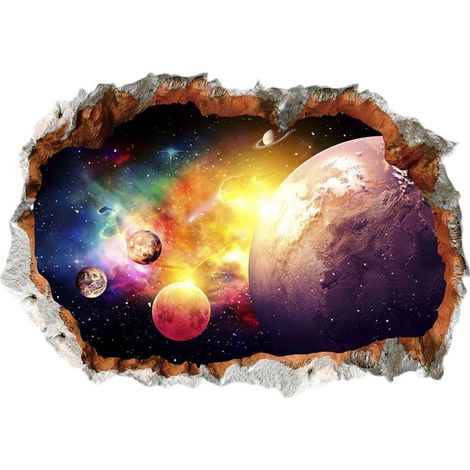 Papier Peint Créatif 3d Étoiles et Planète Autocollant Mural Décoratif en Pvc Sûr et Pratique pour Bureau et Maison Design Créatif et Couleurs Variées (1/5)