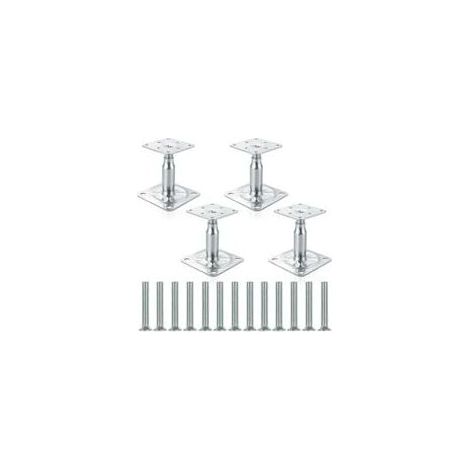 Lot de 4 supports de fixation galvanisés, réglables, 130-180 mm, pour toiture de bâtiment robuste
