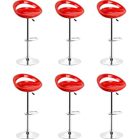 Set di 6 Sedia da bar in ABS rosso semplice svago in stile europeo (1/5)
