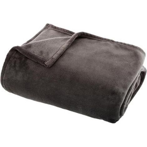 Plaid Doux Uni "Flanel" 130x180cm Gris Foncé (1/2)