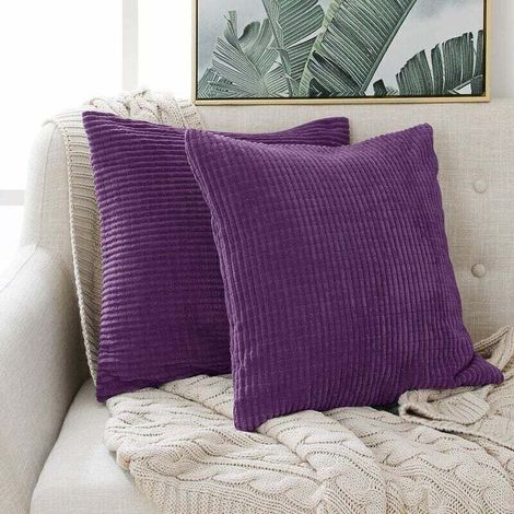 Lot de 2 Housse de Coussin Violet Clair en Velours 45x45cm pour Salon Housse De Coussin Decoratif (1/4)