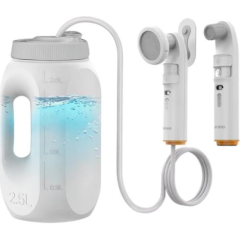 Bidet électrique portable de 2,5 L – Bidet portatif haute pression avec affichage LED, double têtes de pulvérisation, compatible avec bouteille et tuyau, bidet de voyage rechargeable pour le (1/5)