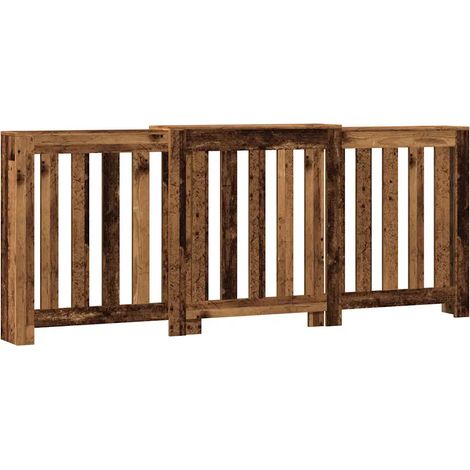Cubrerradiador rectangular moderno 205 x 21,5 x 83,5 cm con estante práctico estilo madera vieja de madera contrachapada 020049850 (1/5)