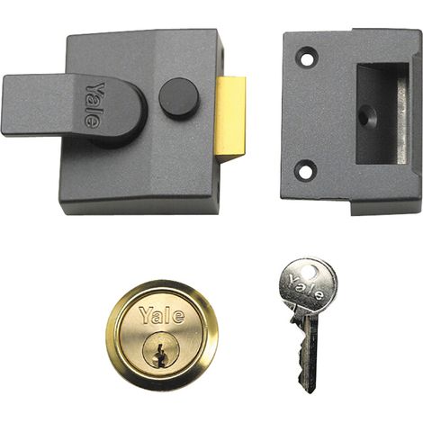 Yale P84 Standard Nightlatch with 40mm Backset, DMG Finish, Visible Locking Mechanism