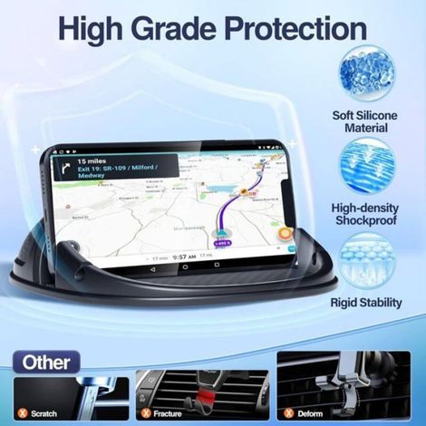 Support Téléphone Voiture - Antidérapant - Compatible Tous Smartphones - Fixation Ventouse - 1 Pièce (1/4)