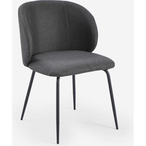 Sedia imbottita elegante in tessuto per cucina e sala da pranzo Kasva - Grigio Scuro