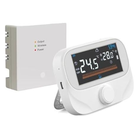 [JAMAIS UTILISÉ] Thermostat programmable sans fil RF pour chaudière, régulateur de chauffage central, remplace les thermostats d'ambiance à cadran et affiche l'humidité ambiante. (1/5)