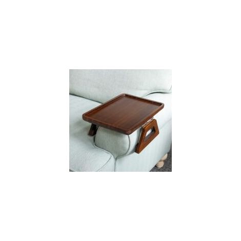 Beistelltisch zum Anklemmen für breite Sofas - Tragbar, TV- und Beistelltisch für kleine Räume - Stabil zum Essen und Trinken (1, Braun, 35x24cm) (1/5)
