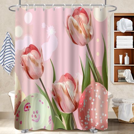 Rideau polyester pour douche 180x180 imprimé séparation douche pour un printemps fleuri dans la salle de bain (1/5)