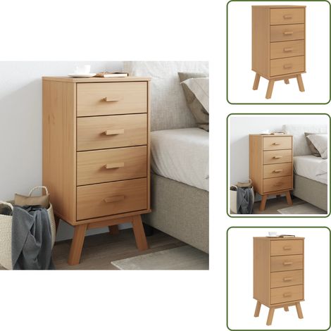 Nachttisch OLDEN Braun Massivholz Kiefer - Nachttisch - Holzmöbel - Kiefernholz - Wohnzimmer - Schlafzimmer (1/5)