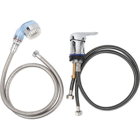 Robinet de shampoing de 80 cm, bac à shampoing de 120 cm, kit de tuyau avec grande brosse de pulvérisation bleue (1/5)