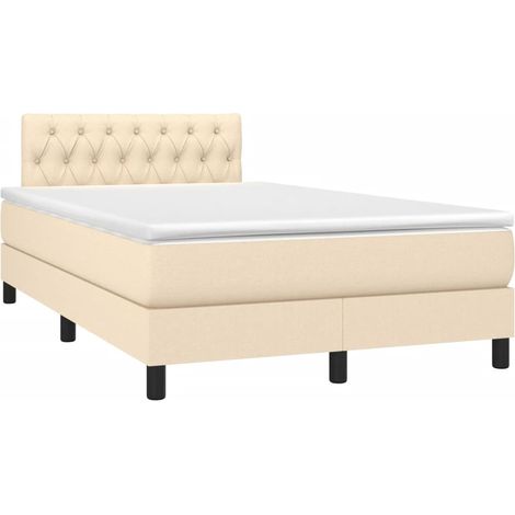 Maison Exclusive - Sommier à lattes de lit avec matelas crème 120x190 cm tissu (1/5)