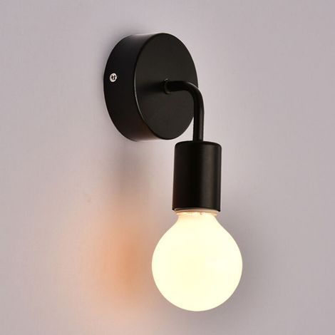 Applique Murale Industrielle Vintage en Métal Éclairage, Lampe de Murale en Fer Forgé Moderne Douille E27 Noir (Sans ampoule) - 1pcs Lampe (1/4)