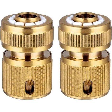 2 acoplamientos rápidos para mangueras de latón de 1/2 pulgada, jardín (1/4)