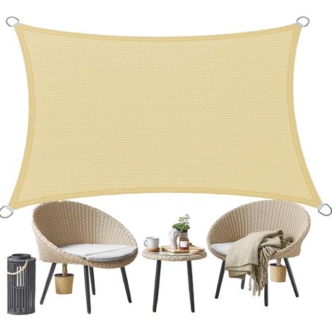 CCYKXAVoile Sonnensegel 2 m x 2,5 m, 95 % UV-Schutz, langlebig, Sonnenschutz, rechteckiges Sonnensegel für den Außenbereich, cremefarben (1/5)