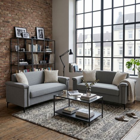 FX-P22EU-LG-2PCS-Modernes 172 cm 2-Sitzer Sofa-set – Für Wohnzimmer, Apartment, Büro oder Empfangsbereich – Komfortables und stabiles Design Sofa-set