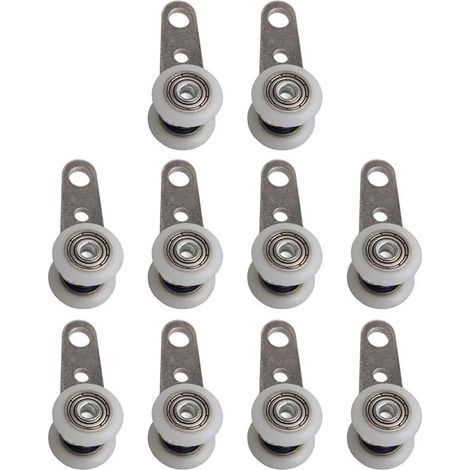 Lot De 10 Roulettes Pour Baies Vitrées Ou Portes Coulissantes - En Métal Et En Plastique - 4,5 X 1,9 Cm (1/5)