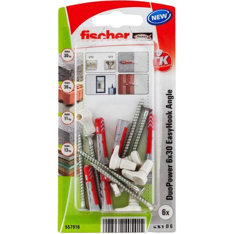 Fischer 557916 ancoraggio a vite e tassello 6 pz Kit di viti e tasselli a muro 30 mm (1/5)