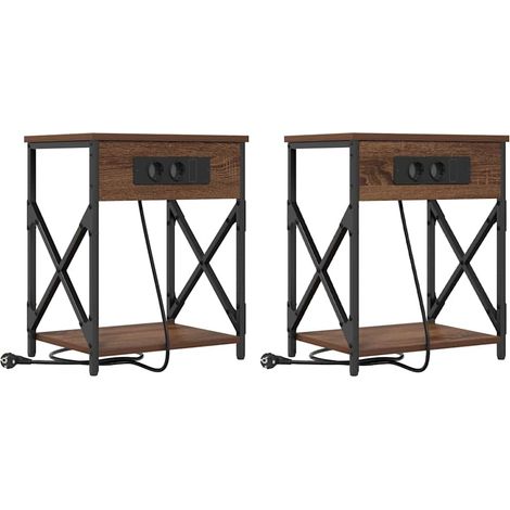 Maison Exclusive - Nachttisch 2 pcs Braun Eichen-Optik 41 x 31 x