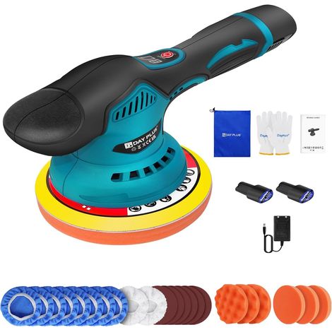 Polisseuse sans fil silencieuse 12 V 2800-5500 tr/min (8 niveaux), disque de polissage de 150 mm, polisseuse excentrique pour le ponçage