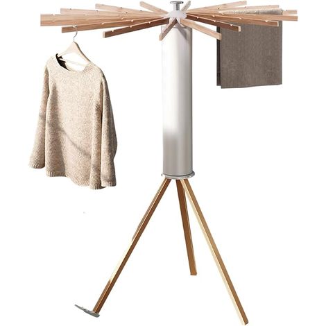 Étendoir à vêtements Pliable, Séchoir à Rayons en éventail, Etendoir à Linge sur Pied Support Trépied, Pliables Orte-vêtements Suspendu, pour Intérieur et Extérieur (1/5)