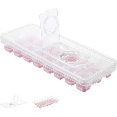 Bac à glaçons silicone avec couvercle 24 cases - Moule à glaçons anti-fuites et bac de rangement pratique (1/5)
