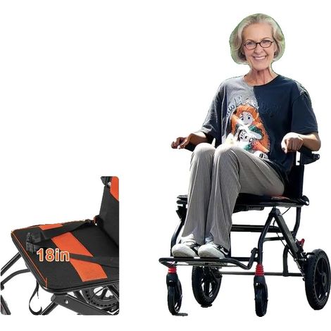 Transportstuhl, Aluminiumlegierung, 45 cm Sitzbreite, 100 kg Tragfähigkeit, leicht 11 kg, klappbares Design (1/5)