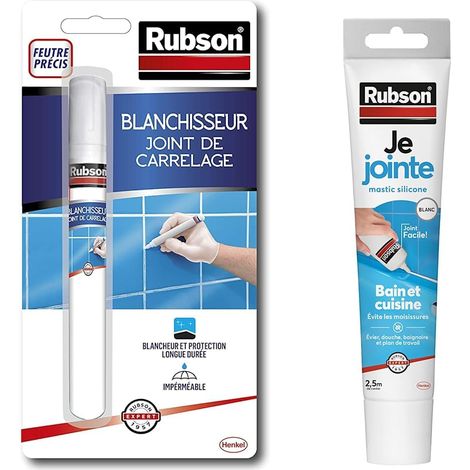 Blanchisseur Joint de carrelage, Stylo blanchissant pour joints de carrelage, Facile à appliquer & Je Jointe Mastic Blanc 50 ml, mastic étanche anti-moisissure en tube prêt à l'emploi (1/5)