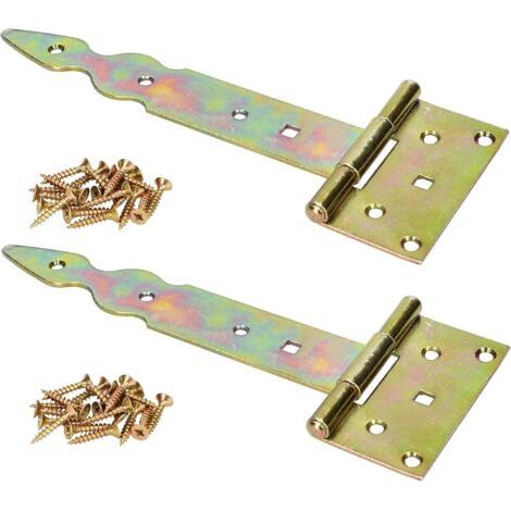 Lot de 2 charnières en T décoratives - Taille : nom galvanisé - Jaune (200 mm)-NANOTEH (1/4)