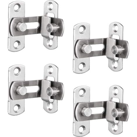 4 Pièces Angle Droit Serrure de Porte Coulissante, Loquet de Porte de Sécurité, Boulons de Verrouillage en Acier Inoxydable, pour La Maison Chambres Jardin Salles de Bains