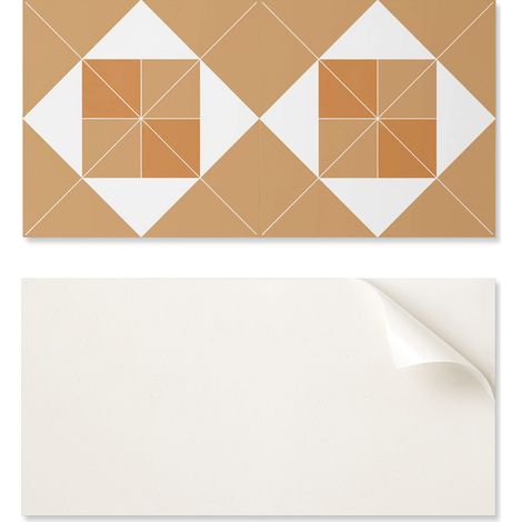 Panel de vinilo listo para instalar con estampado decorativo de 100x50 cm con motivos geom茅tricos en diferentes tonos.