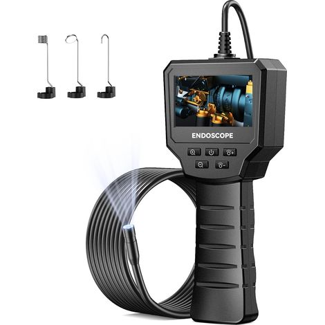 Endoscopio industrial - Cámara de inspección endoscópica IPS de 2,4 pulgadas, cámara endoscópica HD 1440P de 2,0 MP con 6 LED ajustables, cámara endoscópica digital impermeable IP67 de 8 mm, cable sem (1/5)