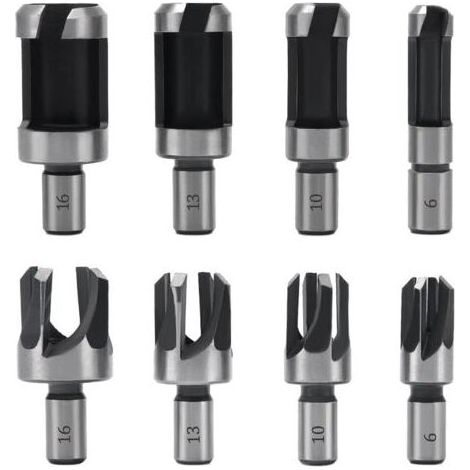 8 Pieces Wood Plug Drill Bit Wood Plug Drill Bit 6mm/10mm/13mm/16mm, Carbon Steel Wood Plug Drill for Woodworking, Claw and Tapered Wood Drill Bits (1/5)