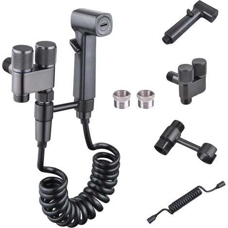 Pommeau de douche à main avec flexible de 1,5 m et support pivotant, pistolet de douche en acier inoxydable pour salle de bain, toilettes, jardin et nettoyage des animaux domestiques (1/5)