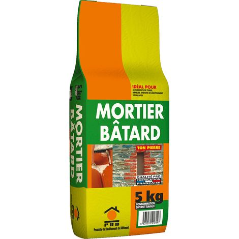 Mortier bâtard 5kg – Chaux hydraulique naturelle pour maçonnerie, enduit et jointoiement – Finition durable en façade – PRB