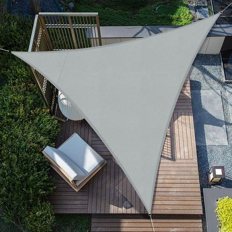 3.6x3.6x3.6m Triangle Shade Sail, Waterproof Sun Shade Sail, UV Protection for Patio, Garden, Terrace, Outdoor, Balcony, Light Grey (1/5)