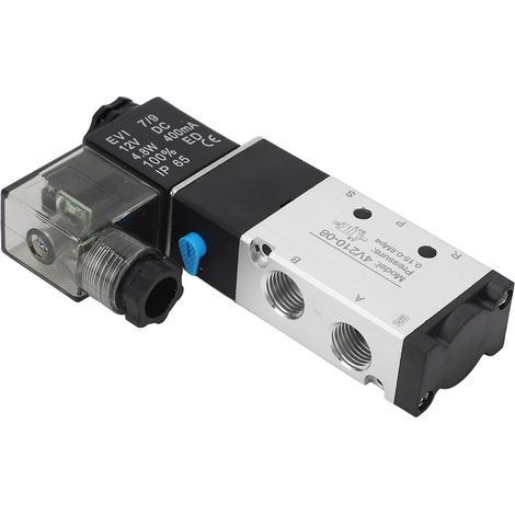 Électrovanne 12V DC 5/2 Pneumatique à Bobine - Distributeur Directionnel 2 Positions 5 Voies, Commande Air Comprimé (Modèle Fournisseur: 4V210-08, Tension 12V) (1/5)