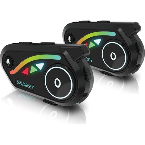 V8 Intercom Moto Système de Communication Bluetooth pour Casque de Moto Radio FM/Partage de Musique/Appel téléphonique (2 unités, 2X Motards)