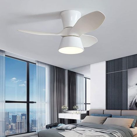 Ventilateur de Plafond LED 30W Silencieux, Télécommande et Lumière Dimmable,Blanc (1/5)