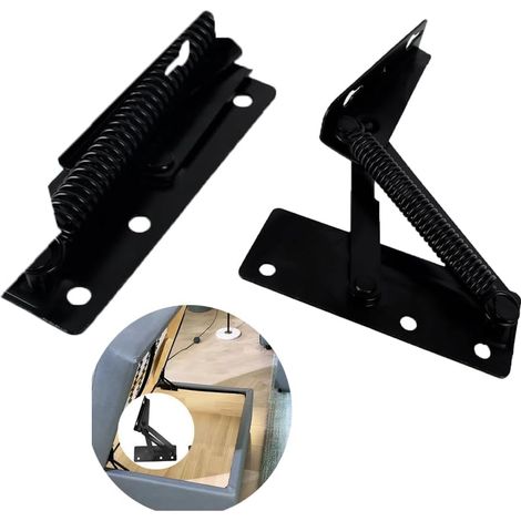 [2 pièces] Lit pliant Mécanisme d'angle de charnière de levage Support de canapé paresseux Charnière autobloquante Accessoires de quincaillerie de meubles (Noir) (1/5)