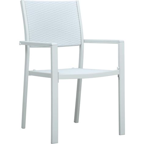Maison Exclusive - Sedie da Giardino 4 pz Bianche in Plastica Stile Rattan (1/5)