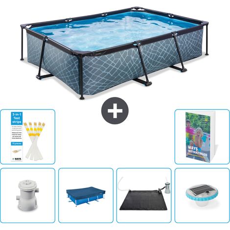 Exit Pool Rechteckig - Steinoptik - 300x200x65 cm - 7-teilig S250