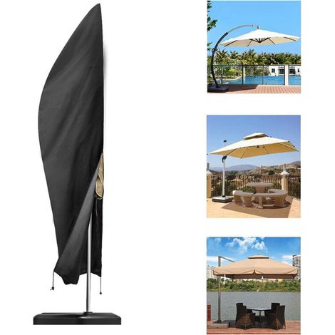 Housse de Protection pour Parasol 280cm x 30 cm/81cm/45cm Parasol Déporté Parasol de Jardin Tissu Oxford Robuste Étanche Anti-UV Anti-Poussière (1/5)